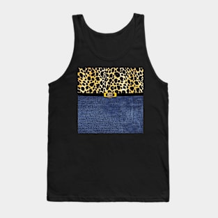 Animal Print Leopard and Blue Denim Tank Top